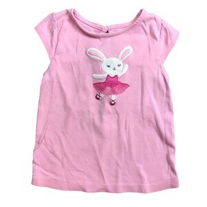 Gymboree Knit Ballerina Bunny Shirt Toddler Girl Size 2T Pink Cotton Embroidered